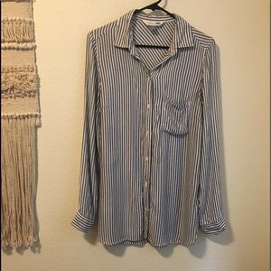 Stripped Button Down Blouse